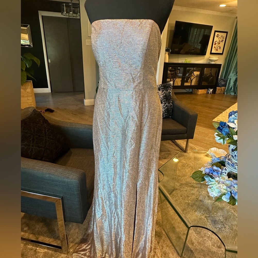 Rose gold stapless dress